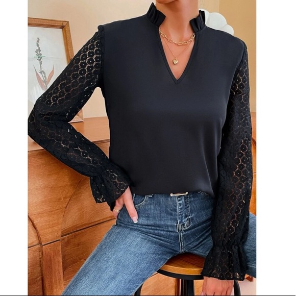 Boho black lace blouse - Picture 2 of 6